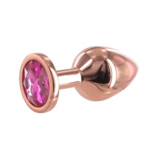 BASIC X Rosegold kovový anální kolík s kamínkem růžový vel. M