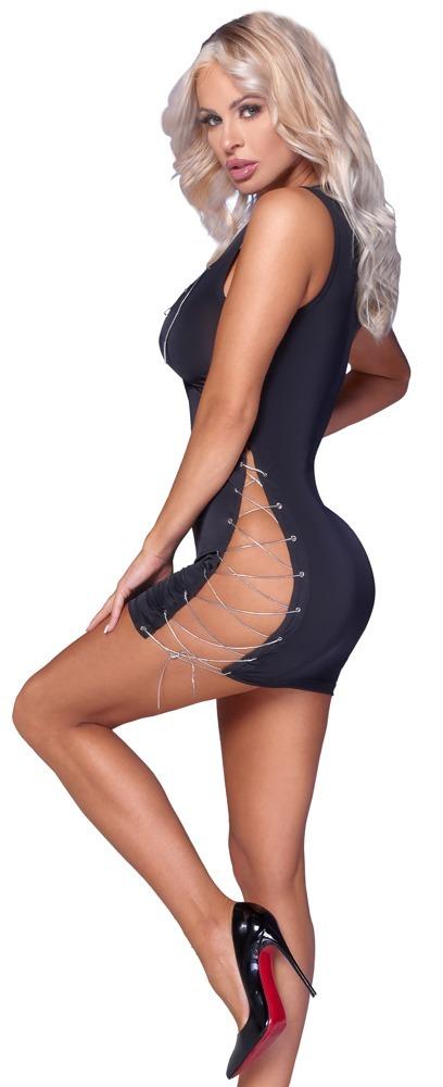 Cottelli Party Šaty s vázáním ve výstřihu a na bocích - černé - Obrázek 2