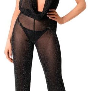 NOIR Jumpsuit průhledný - černý
