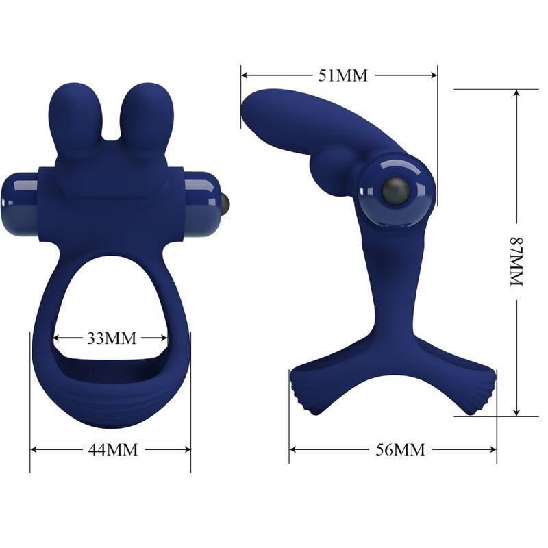 Pretty Love Francisco double vibrační erekční kroužek - modrý - Obrázek 3