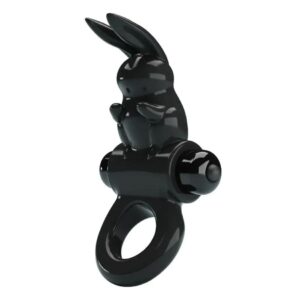 Pretty Love Rabbit vibrační erekční kroužek - černý