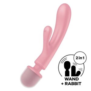 Satisfyer Triple Lover oboustranný vibrátor - růžový