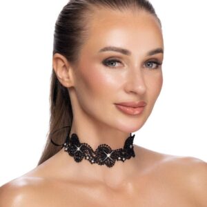 Cottelli Accessoires Choker Krajkový obojek s kamínky